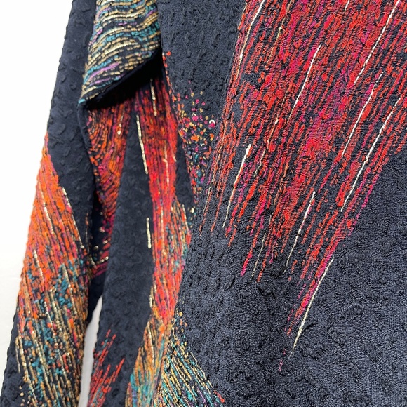 A Touch Of Class | VTG Metallic Brush Stroke Abstract Print Open Front Cardigan - Picture 9 of 13